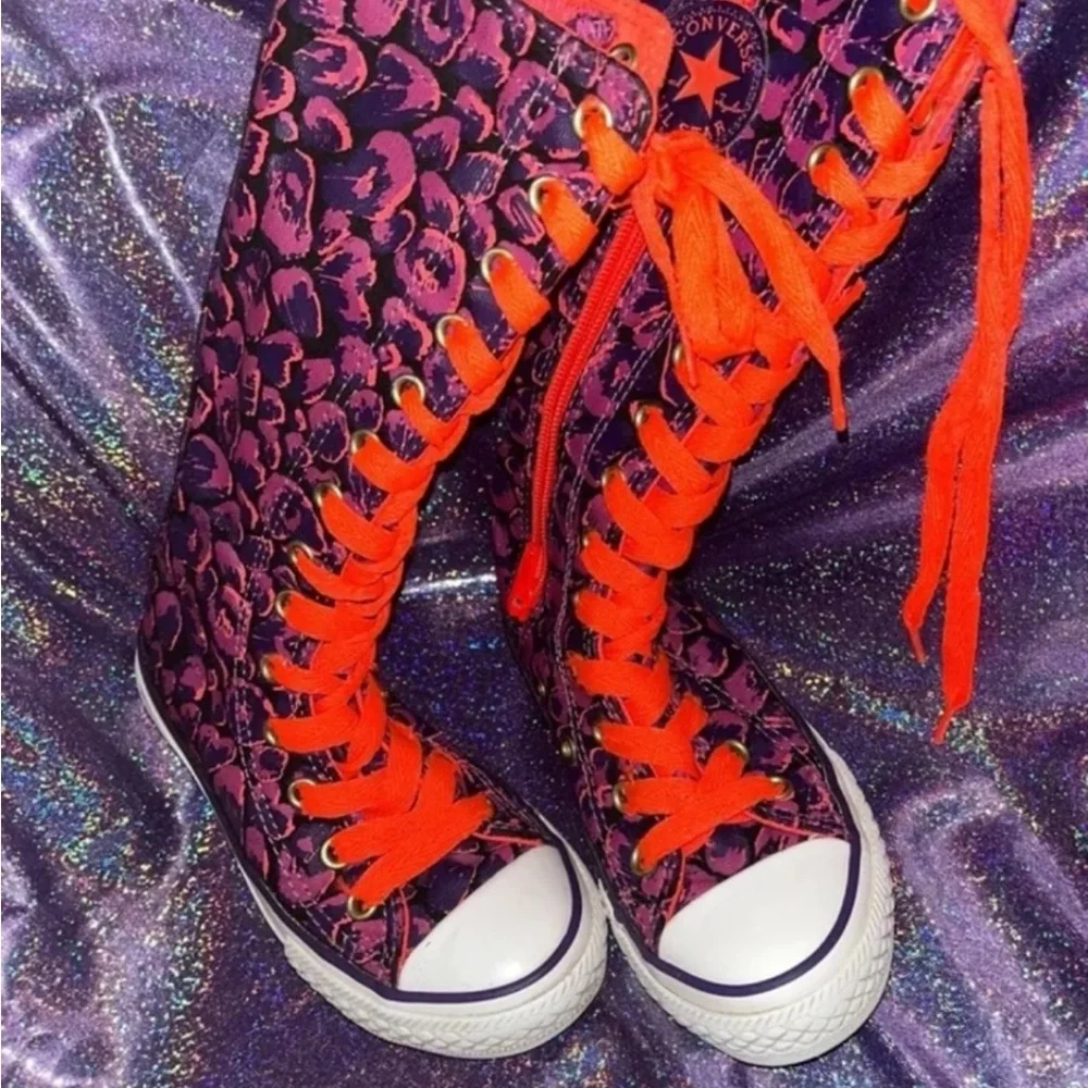 Rare Kids Leopard Print Neon Converse